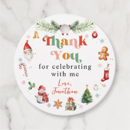 Schattige kleurrijk Oh What Fun First Christmas Bi Bedankjes Labels