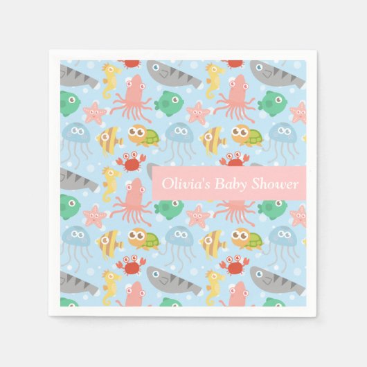 Schattige Kleurrijk Onder het Zee Party Supplies Servetten (Voorkant)