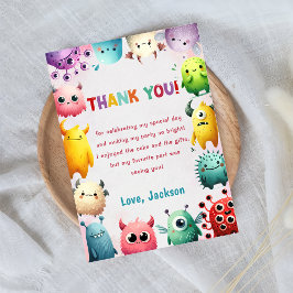 Schattige kleurrijk onze kleine monstertje dank je kaart