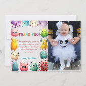 Schattige kleurrijk onze kleine monstertje dank je kaart (Voorkant)