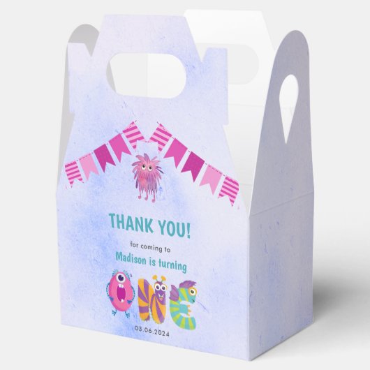 Schattige kleurrijk Onze kleine monsterverjaardag  Bedankdoosjes (Geopend)