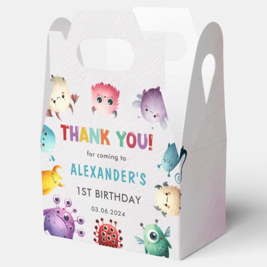 Schattige kleurrijk Onze kleine monsterverjaardag  Bedankdoosjes (Geopend)