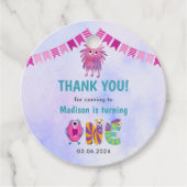 Schattige kleurrijk Onze kleine monsterverjaardag Bedankjes Labels (Voorkant)