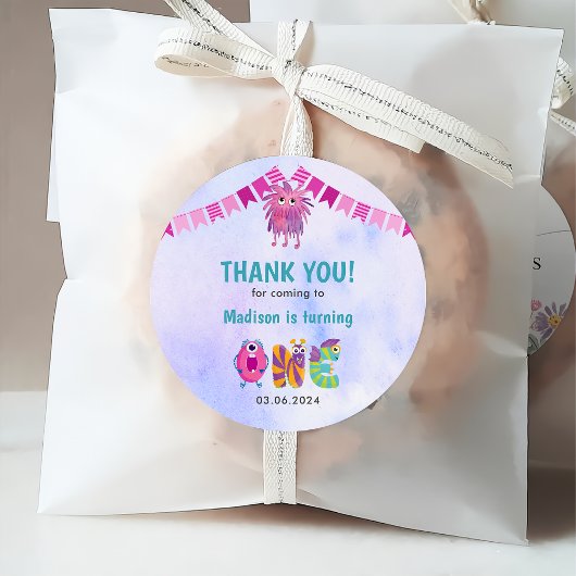 Schattige kleurrijk Onze kleine monsterverjaardag Bedankjes Labels