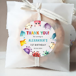 Schattige kleurrijk Onze kleine monsterverjaardag Bedankjes Labels