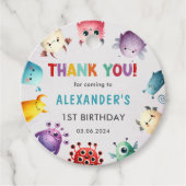 Schattige kleurrijk Onze kleine monsterverjaardag Bedankjes Labels (Voorkant)