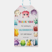 Schattige kleurrijk Onze kleine monsterverjaardag Cadeaulabel (Achterkant)