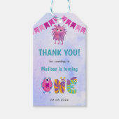 Schattige kleurrijk Onze kleine monsterverjaardag  Cadeaulabel (Voorkant)