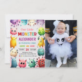 Schattige kleurrijk Onze kleine monsterverjaardag  Kaart (Voorkant)