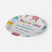 Schattige kleurrijk Onze kleine monsterverjaardag Papieren Bordje (Gekanteld)