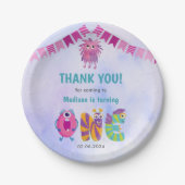 Schattige kleurrijk Onze kleine monsterverjaardag Papieren Bordje (Voorkant)