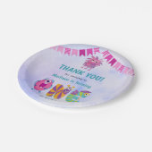 Schattige kleurrijk Onze kleine monsterverjaardag Papieren Bordje (Gekanteld)