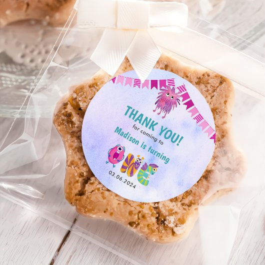 Schattige kleurrijk Onze kleine monsterverjaardag Ronde Sticker