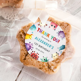 Schattige kleurrijk Onze kleine monsterverjaardag Ronde Sticker