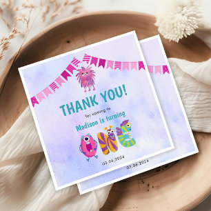 Schattige kleurrijk Onze kleine monsterverjaardag  Servet