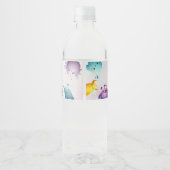 Schattige kleurrijk Onze kleine monsterverjaardag  Waterfles Etiket (Achterkant)