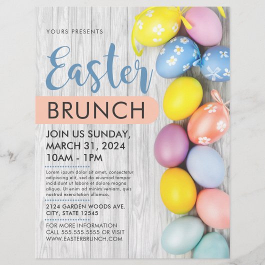 Schattige kleurrijk paaseieren paasbrunch event flyer (Voorkant)