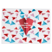 Schattige kleurrijk papieren vliegtuig, aangepaste groot cadeauzakje (Achterkant)