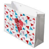 Schattige kleurrijk papieren vliegtuig, aangepaste groot cadeauzakje (Voorkant Gekanteld)