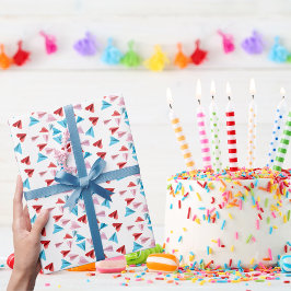 Schattige kleurrijk papieren vliegtuig, vliegenier cadeaupapier