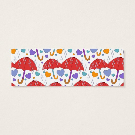 Schattige kleurrijk paraplu hart en regendruppel B Mini Visitekaartjes (Achterkant)