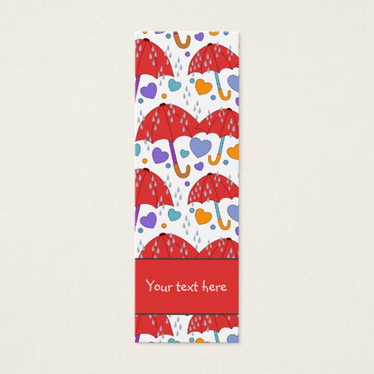 Schattige kleurrijk paraplu hart en regendruppel B Mini Visitekaartjes (Voorkant)