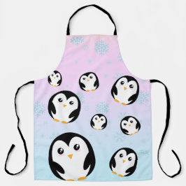 Schattige kleurrijk pastel pinguïn gradiëntpatroon schort