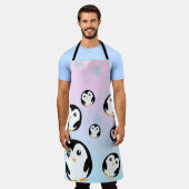 Schattige kleurrijk pastel pinguïn gradiëntpatroon schort (Gedragen)