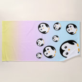 Schattige kleurrijk pastel pinguïn gradiëntpatroon strandlaken (Voorkant)