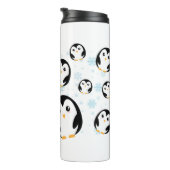 Schattige kleurrijk pastel pinguïn gradiëntpatroon thermosbeker (Geroteerd rechts)
