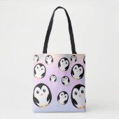 Schattige kleurrijk pastel pinguïn gradiëntpatroon tote bag (Voorkant)