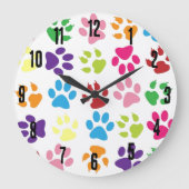 Schattige kleurrijk pootpatroon grote klok (Voorkant)