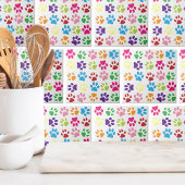 Schattige kleurrijk pootpatroon tegeltje