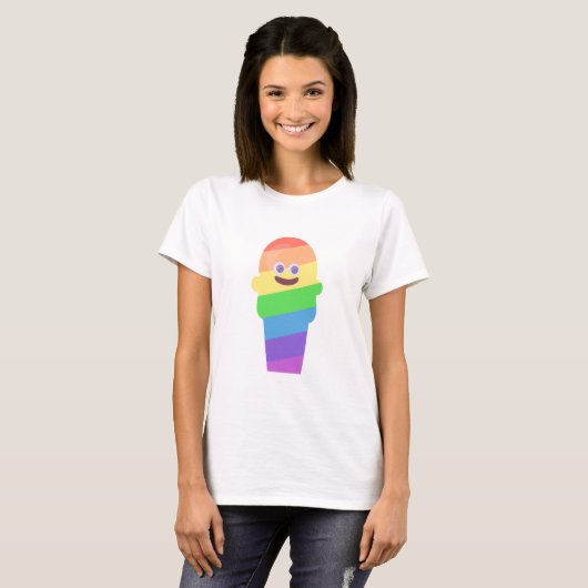 Schattige kleurrijk Rainbow Cone Icon Logo Design T-shirt (Voorkant volledig)