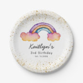 Schattige Kleurrijk Rainbow Kids Verjaardagsfeest Papieren Bordje (Voorkant)
