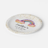 Schattige Kleurrijk Rainbow Kids Verjaardagsfeest Papieren Bordje (Gekanteld)