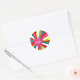 Schattige kleurrijk Rainbow roze hart Ronde Sticker