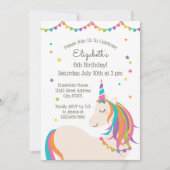 Schattige Kleurrijk Regenboog Eenhoorn Kids Verjaa Kaart (Voorkant)