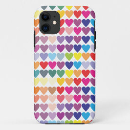 Schattige kleurrijk regenboog hartpatroon iPhone 11 hoesje