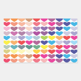 Schattige kleurrijk regenboog hartpatroon rechthoekige sticker