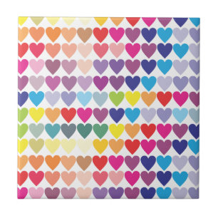 Schattige kleurrijk regenboog hartpatroon tegeltje