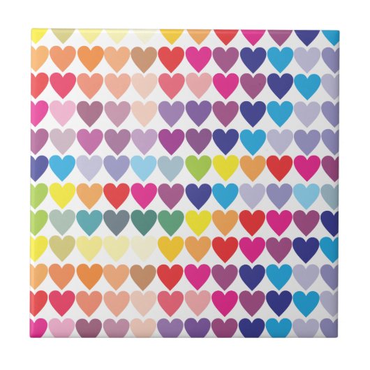 Schattige kleurrijk regenboog hartpatroon tegeltje (Voorkant)