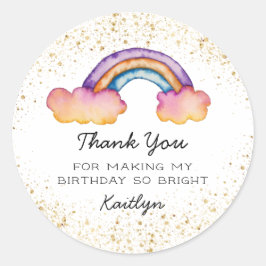 Schattige Kleurrijk Regenboog Verjaardagsfeest Ronde Sticker