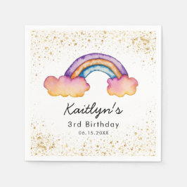 Schattige Kleurrijk Regenboog Verjaardagsfeest Servet