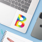 Schattige kleurrijk regenboogalfabet B Sticker (Laptop met iPhone)