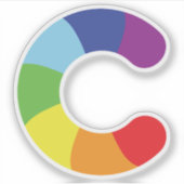 Schattige kleurrijk regenboogalfabet C Sticker (Voorkant)