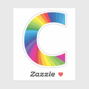 Schattige kleurrijk regenboogalfabet C Sticker