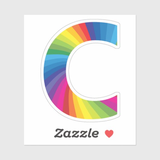 Schattige kleurrijk regenboogalfabet C Sticker (Vel)