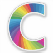 Schattige kleurrijk regenboogalfabet C Sticker (Voorkant)