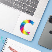 Schattige kleurrijk regenboogalfabet C Sticker (Laptop met iPhone)
